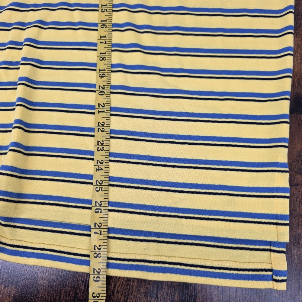 VTG Polo Ralph Lauren Polo Shirt Yellow Blue Striped Soft‎ Blue Pony Men's Large - Picture 8 of 8